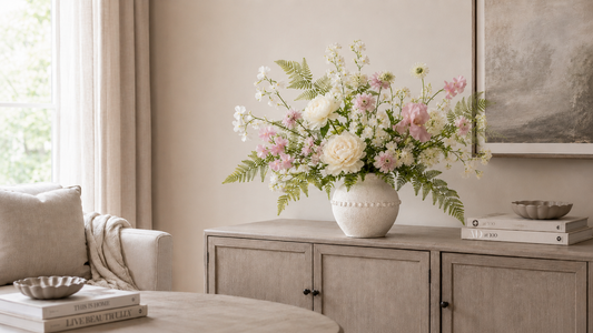 How to style a soft faux flower arrangement