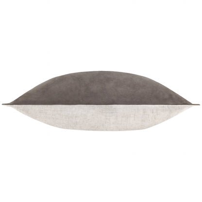 Merton Rectangular Velvet Cushion - Taupe, Feather Filled, 30 × 50cm