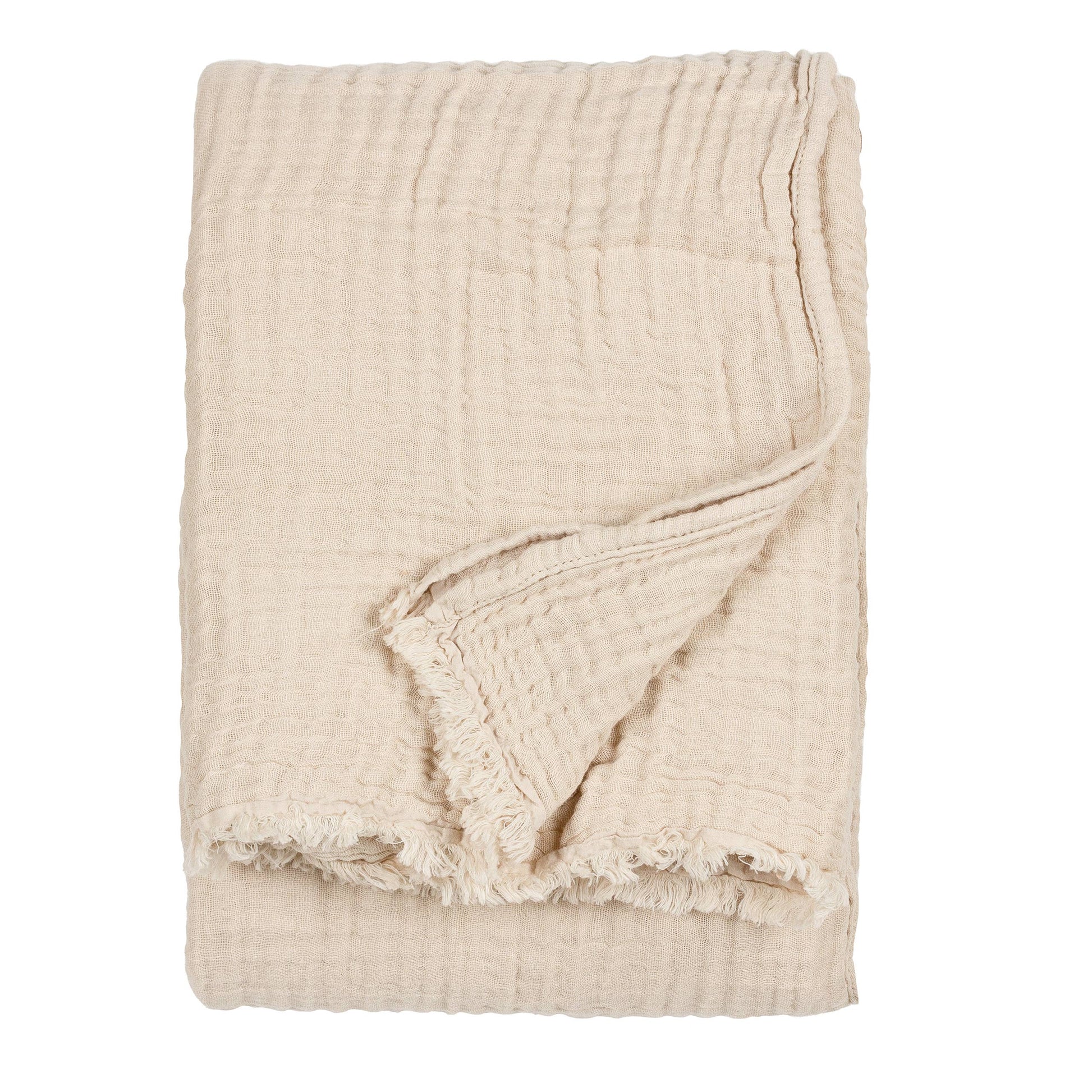 Lark Muslin Cotton Throw - Natural, 130 × 180cm