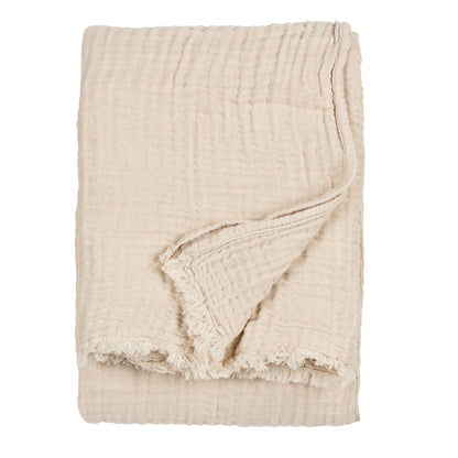 Lark Muslin Cotton Throw - Natural, 130 × 180cm