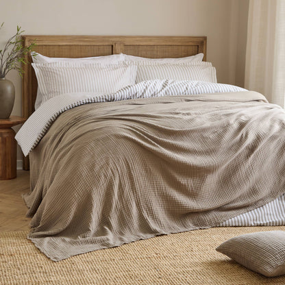 Lark Muslin Cotton Throw - Mole, 130 × 180cm