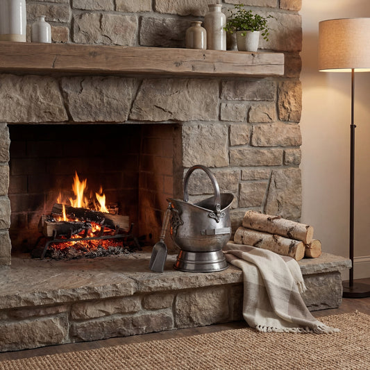 Antique Pewter Coal Bucket with Shovel - PLAINLY DOES IT
