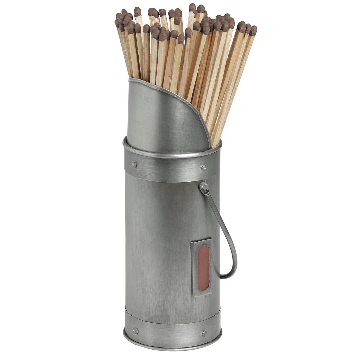 Antique Pewter Match Holder With 60 Matches - PLAINLY DOES IT