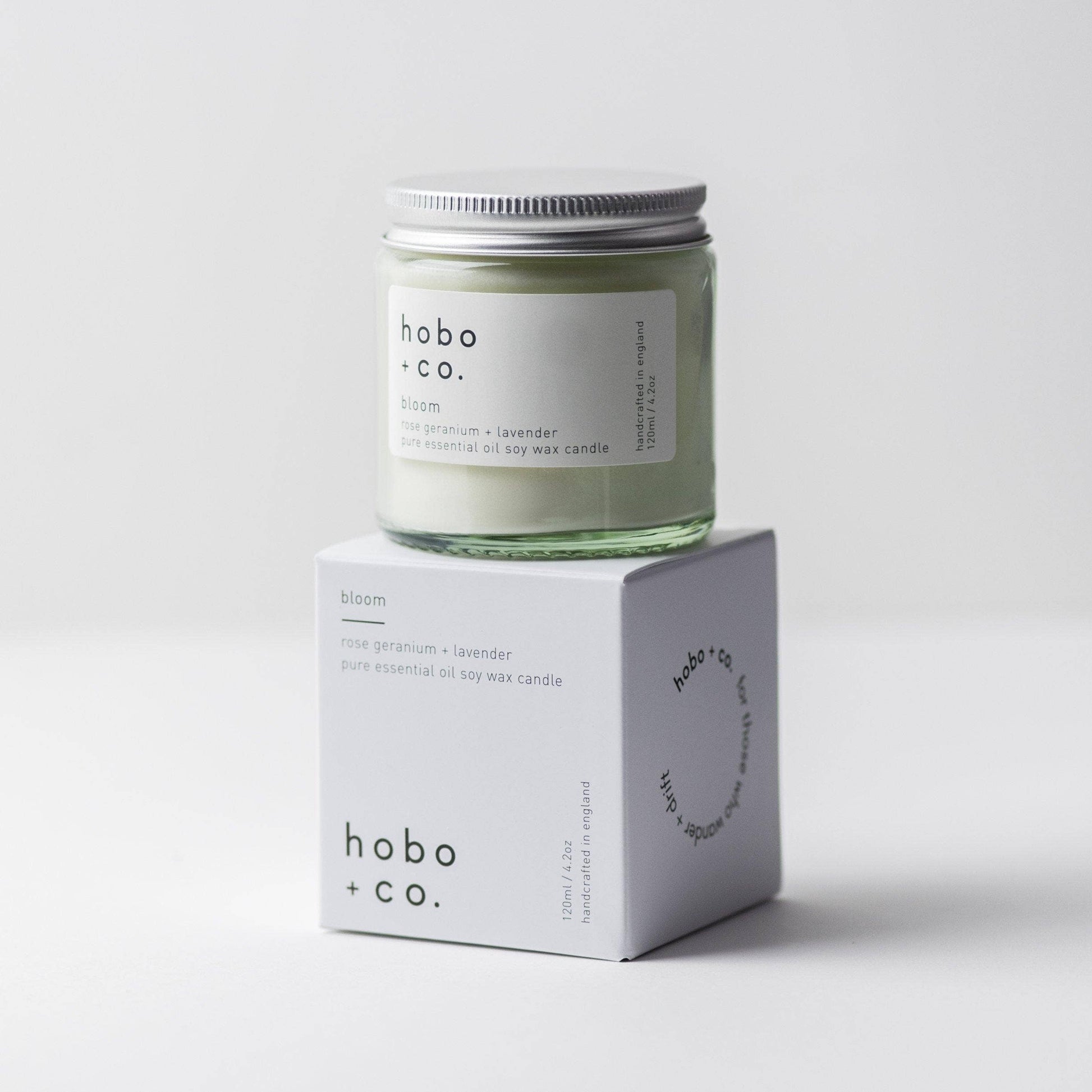 Bloom Rose Geranium & Lavender Essential Oil Soy Candle, 120ml
