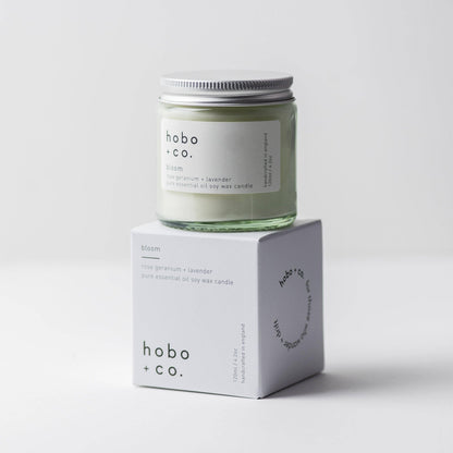 Bloom Rose Geranium & Lavender Essential Oil Soy Candle, 120ml
