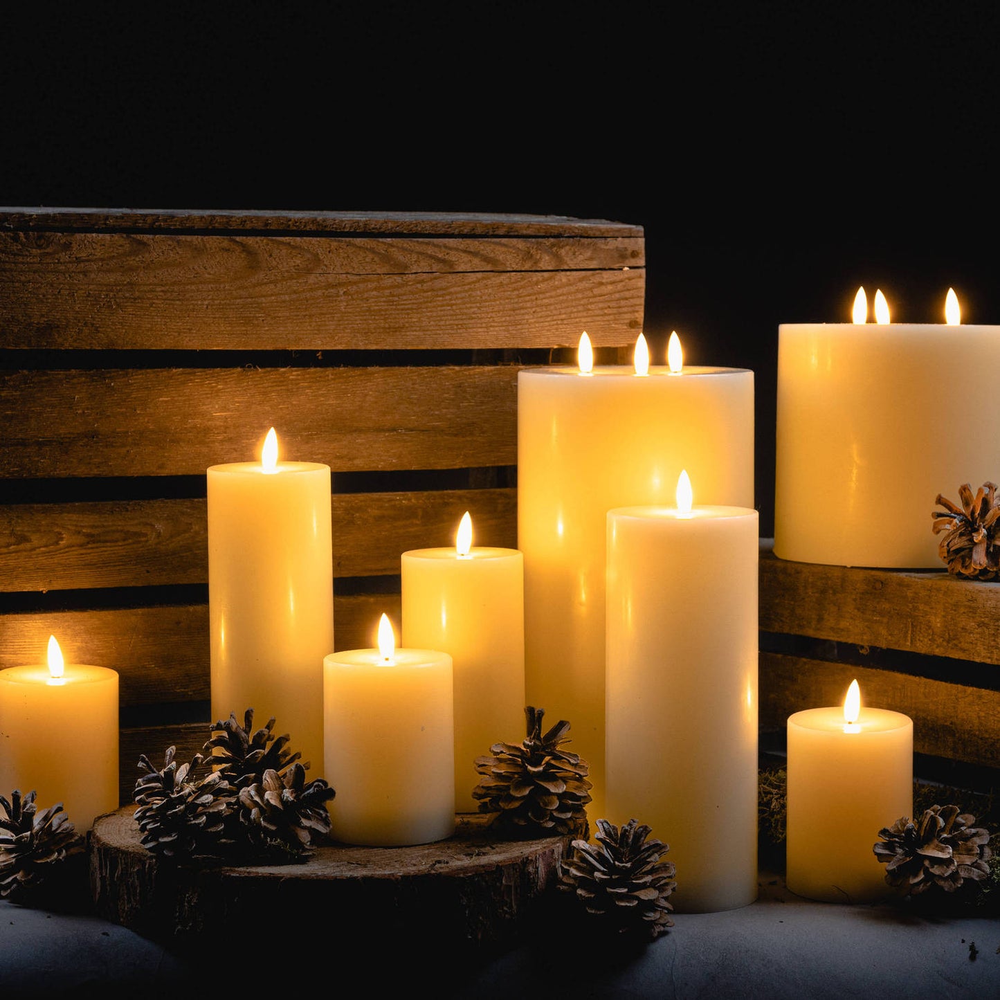 Luxe Collection Natural Glow 3 x 8 LED Cream Wax Candle