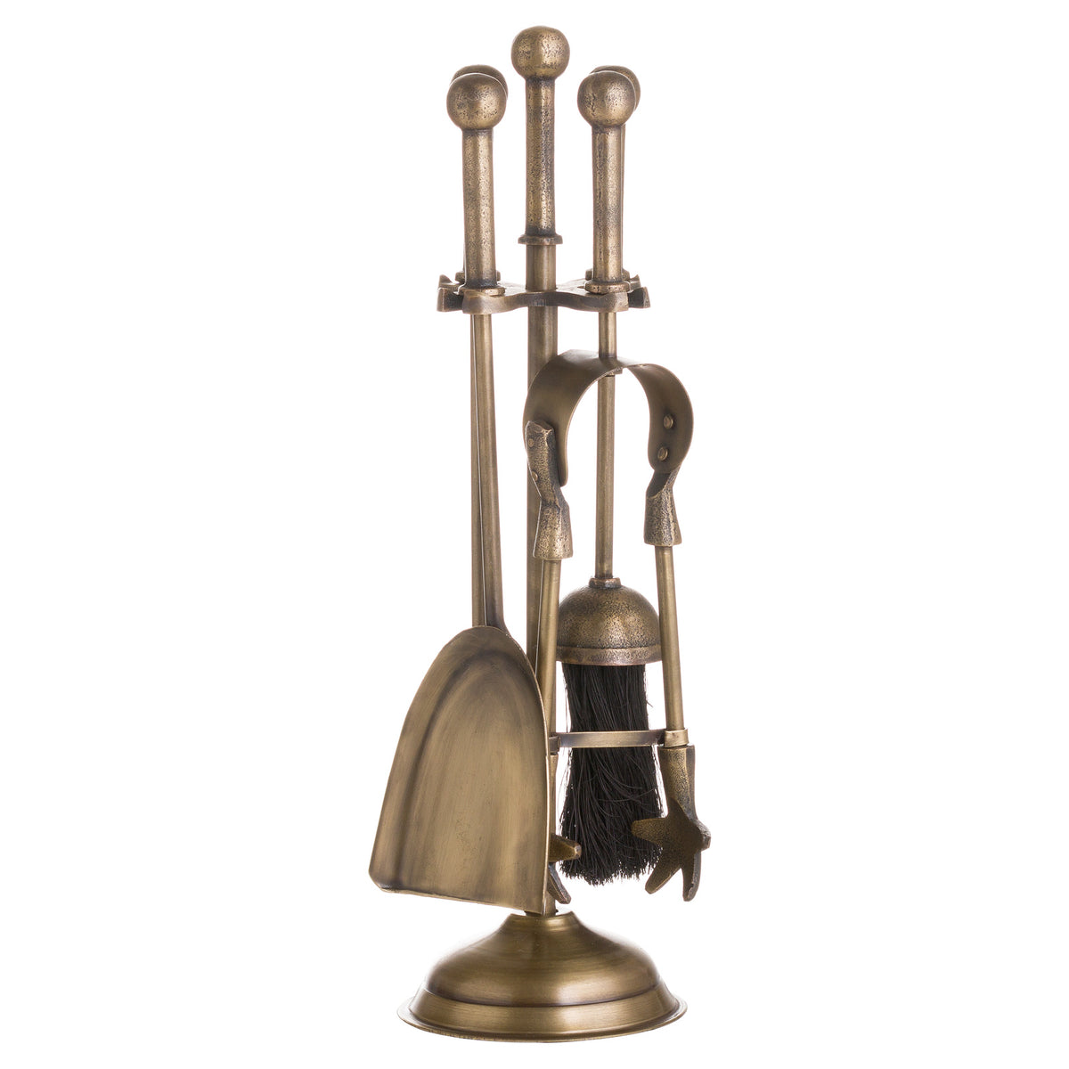 Ball Topped Companion Set In Antique Brass - PLAINLY DOES IT