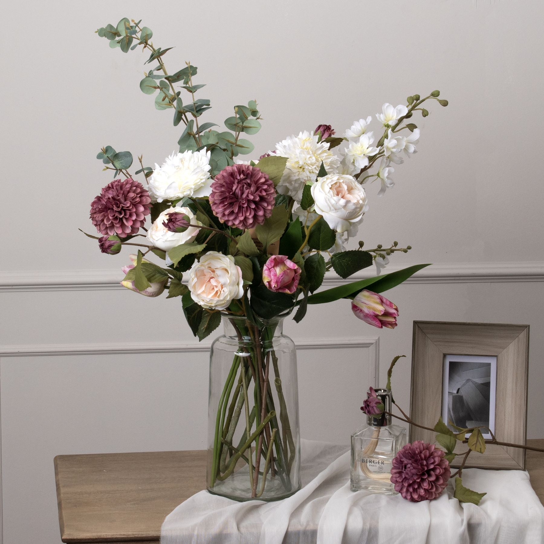 Large Cineraria Faux Eucalyptus Spray, 110cm