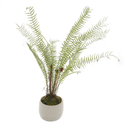 White Potted Faux Boston Fern