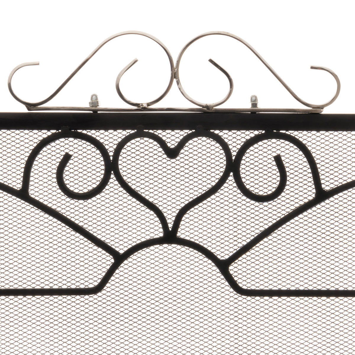 Chrome-Topped Three-Panel Fire Screen