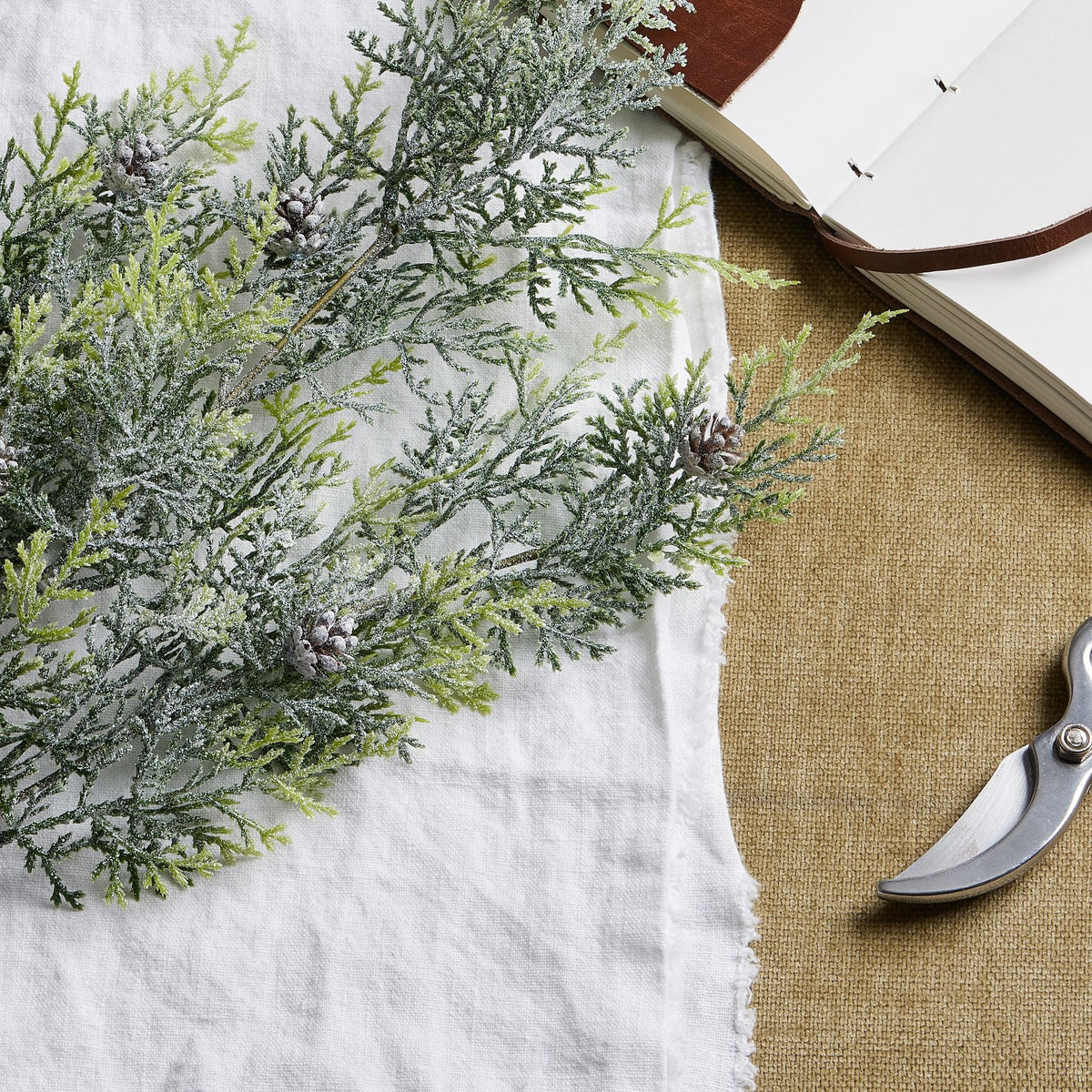 Frosted Pine Tall Stem With Pinecones - PLAINLY DOES IT