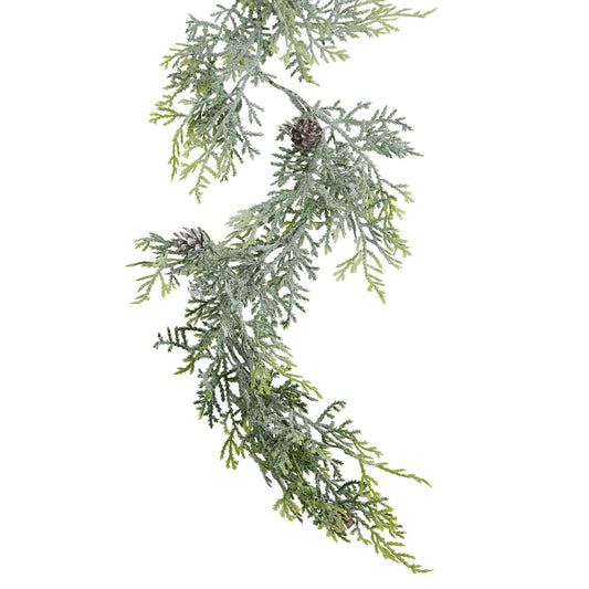 Frosted Pine Garland With Pinecones - PLAINLY DOES IT