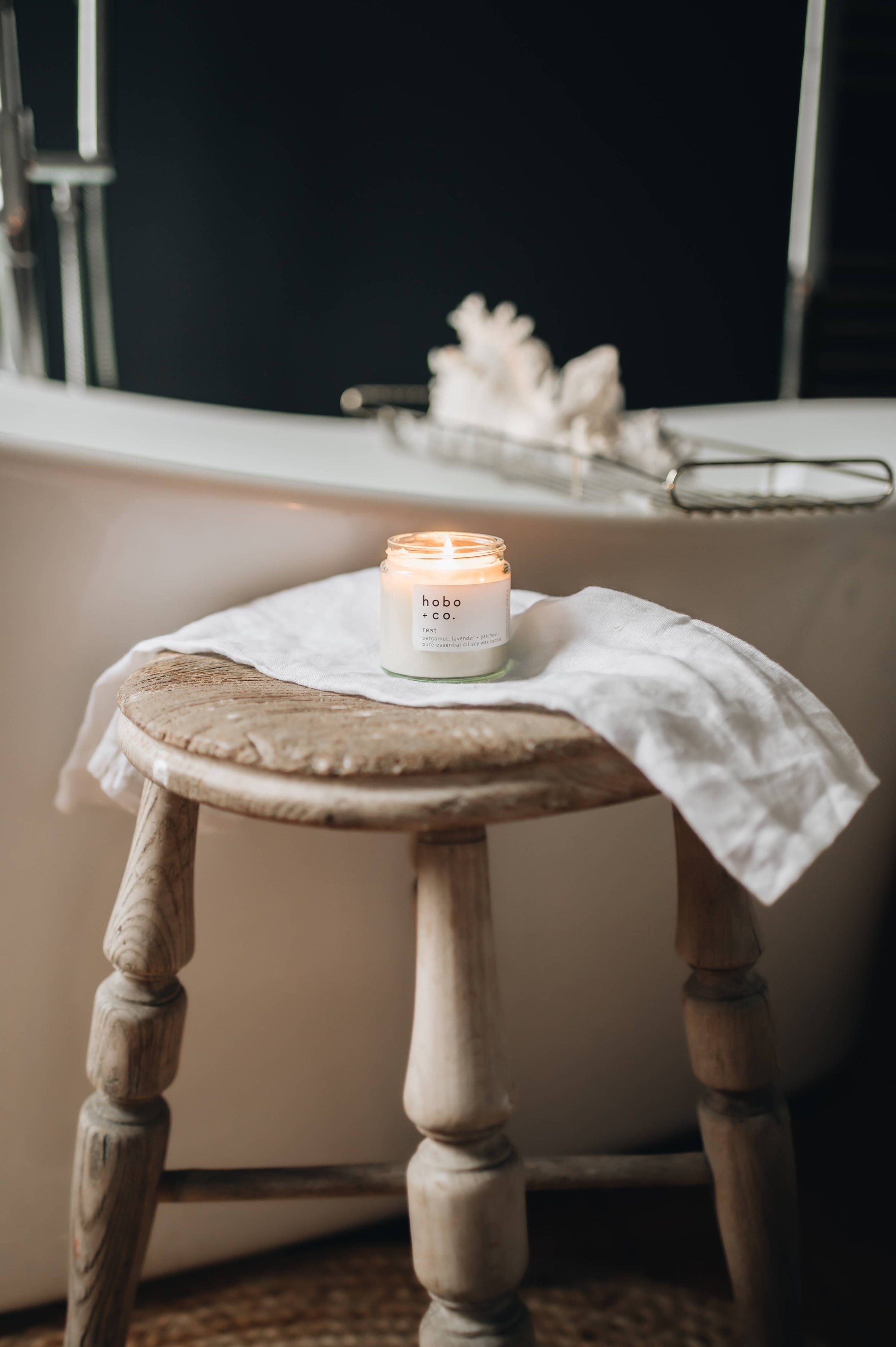 Rest Bergamot, Lavender & Patchouli Essential Oil Soy Candle, 120ml