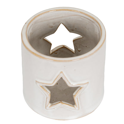 White Ceramic Star Cut-Out Tealight Holder - PLAINLY DOES IT