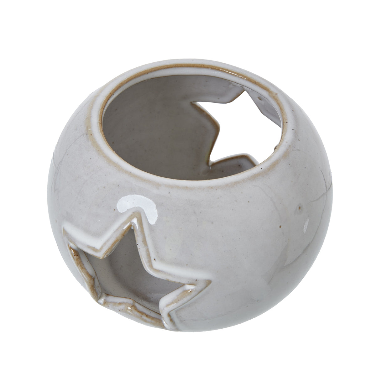 White Ceramic Star Cut-Out Round Tealight Holder - PLAINLY DOES IT