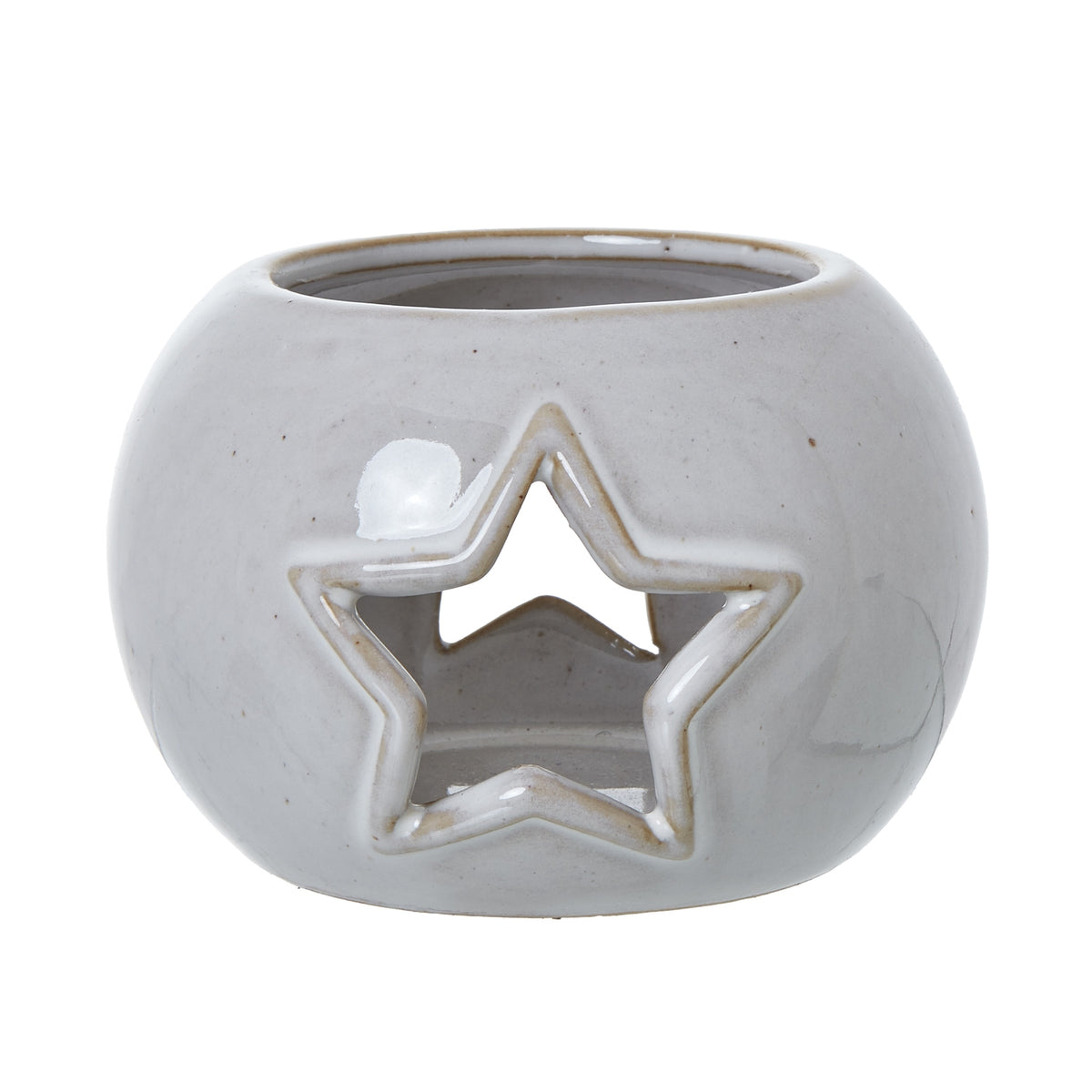 White Ceramic Star Cut-Out Round Tealight Holder - PLAINLY DOES IT