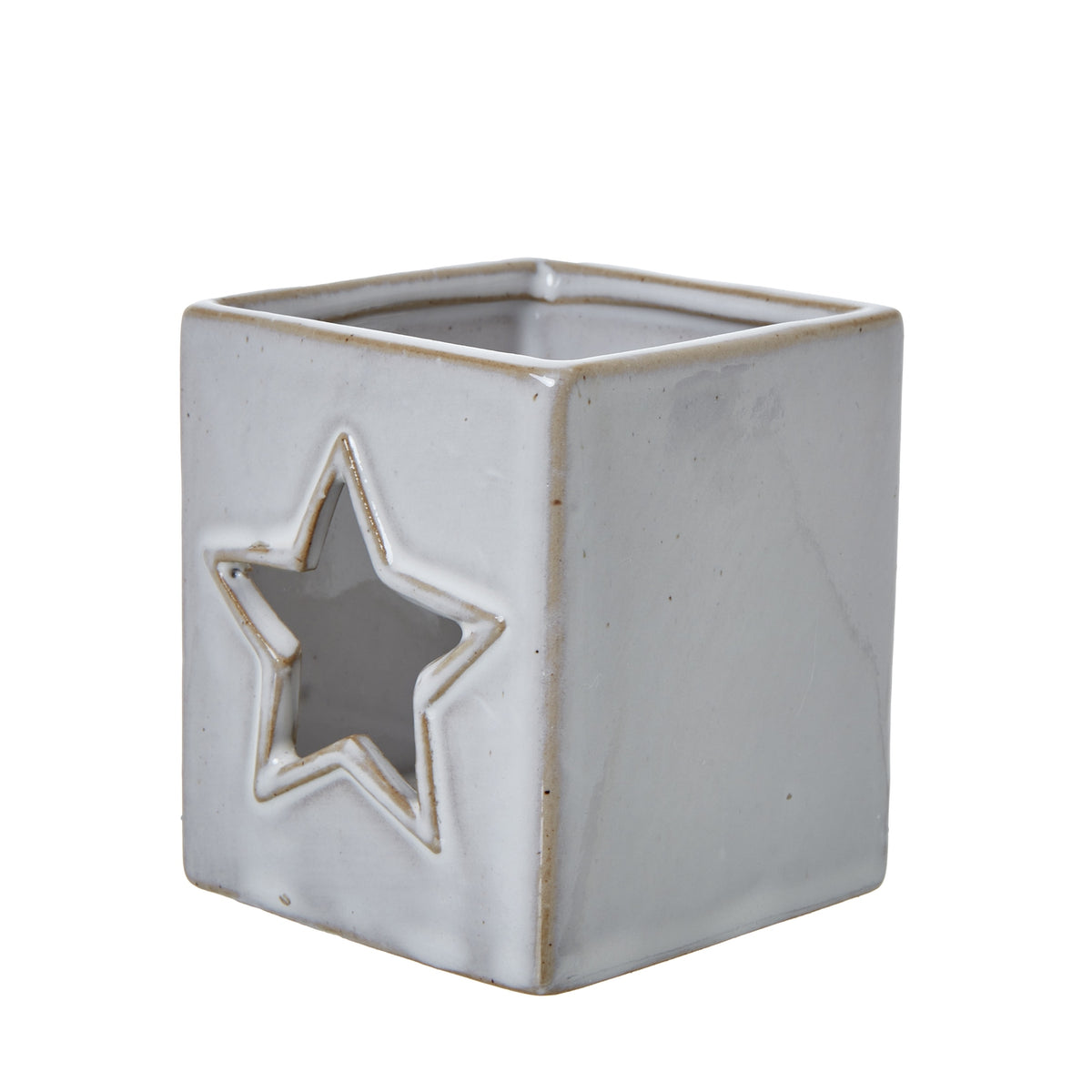 White Ceramic Star Cut-Out Square Tealight Holder - PLAINLY DOES IT