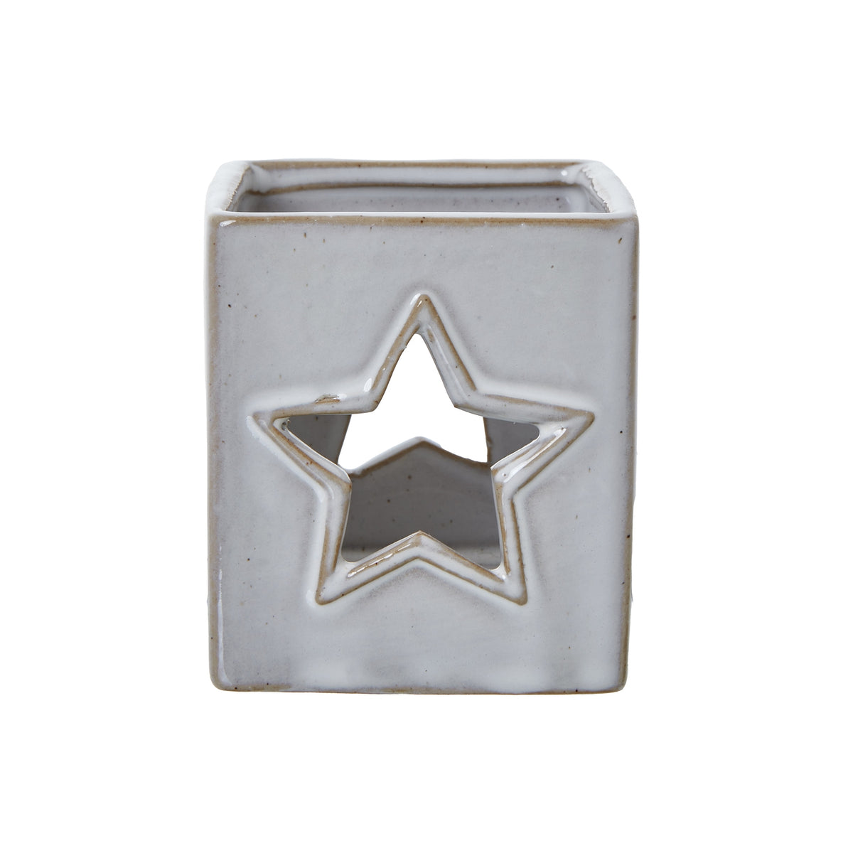 White Ceramic Star Cut-Out Square Tealight Holder - PLAINLY DOES IT