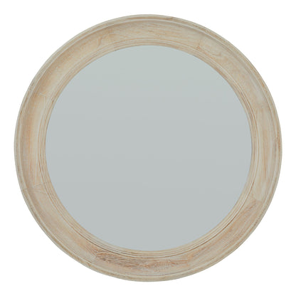 Washed Wood Round Framed Mirror - PLAINLY DOES IT