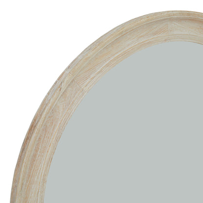 Washed Wood Round Framed Large Mirror - PLAINLY DOES IT