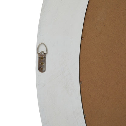 Washed Wood Round Framed Large Mirror - PLAINLY DOES IT