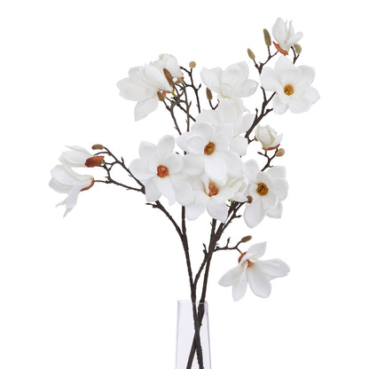 White Faux Magnolia Stem, 86cm