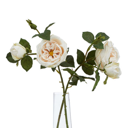 Palest Blush Faux Charity Rose Stem, 58cm
