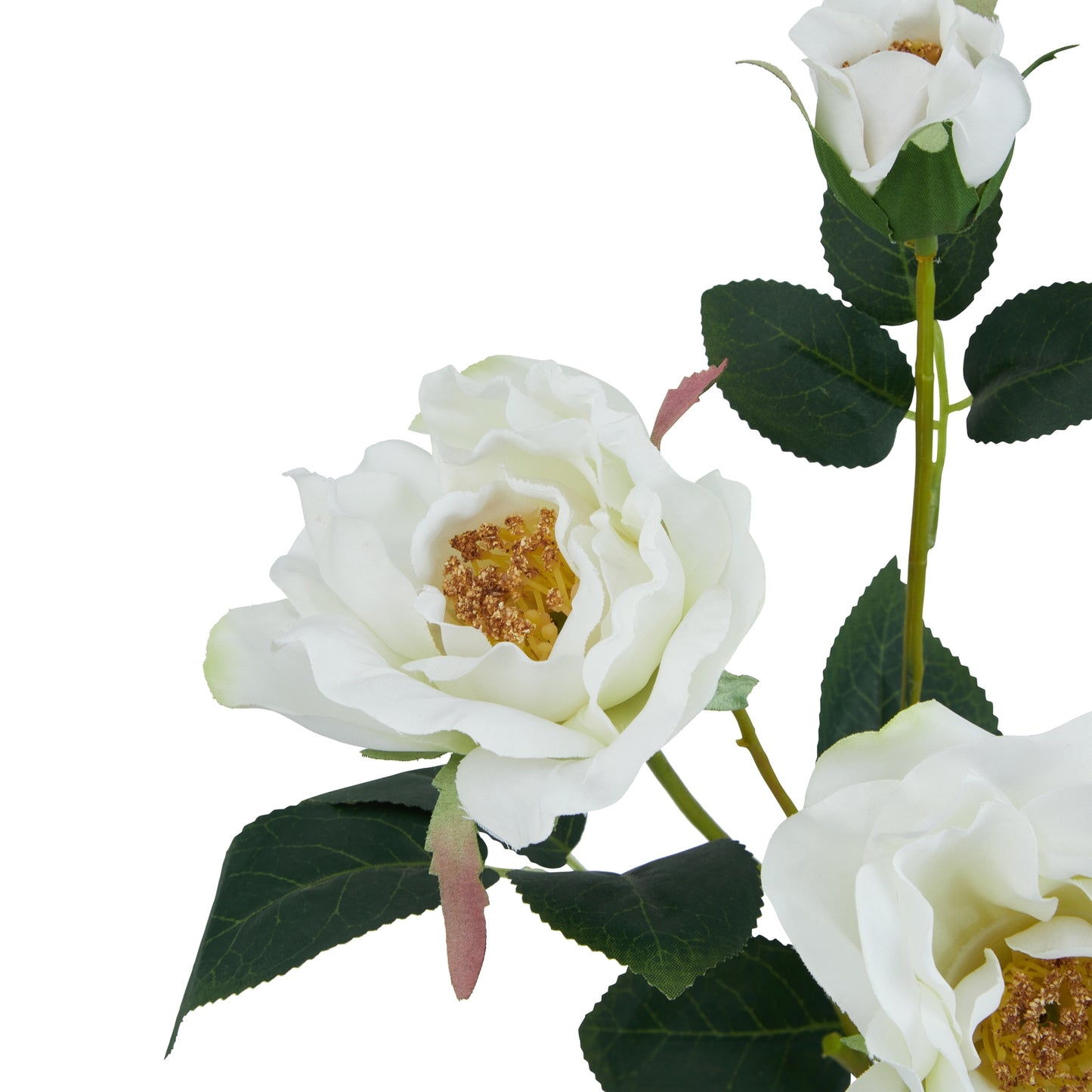 White Faux Tea Rose Stem, 60cm
