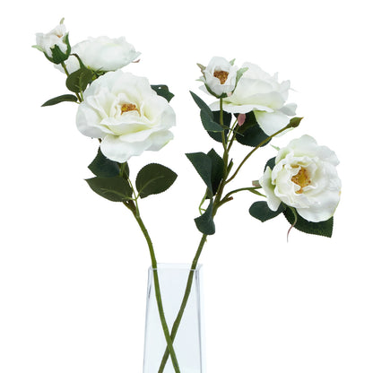 White Faux Tea Rose Stem, 60cm