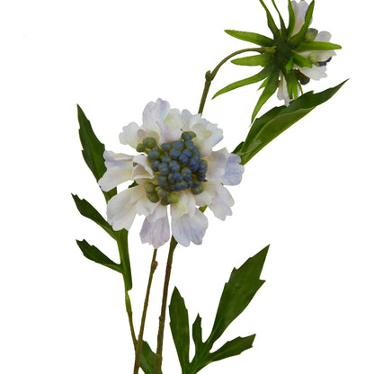 Pale Blue Faux Scabious Stem, 65cm