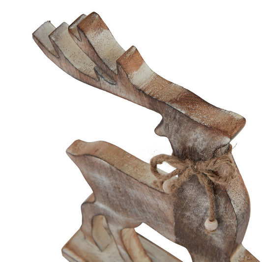 White Wash Collection Wooden Reindeer Decoration - PLAINLY DOES IT