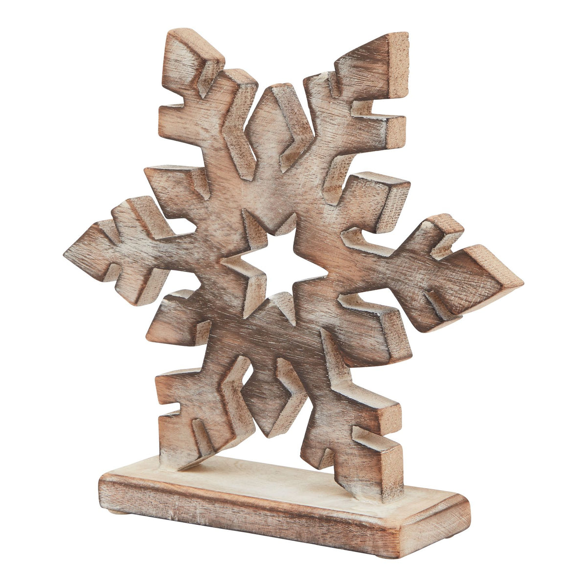 White Wash Collection Wooden Snowflake Decoration - PLAINLY DOES IT