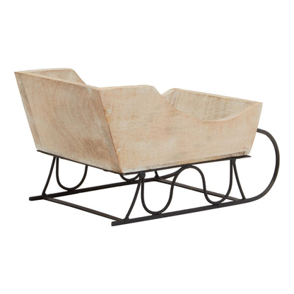 White Wash Collection Wooden Decorative Sleigh - PLAINLY DOES IT
