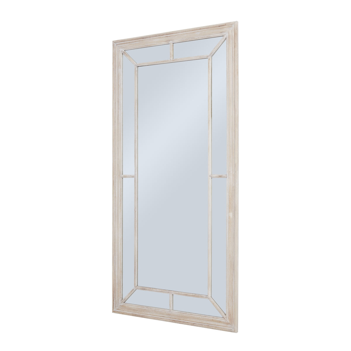 Large Washed Wood Framed Window Mirror - PLAINLY DOES IT