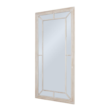 Large Washed Wood Framed Window Mirror - PLAINLY DOES IT