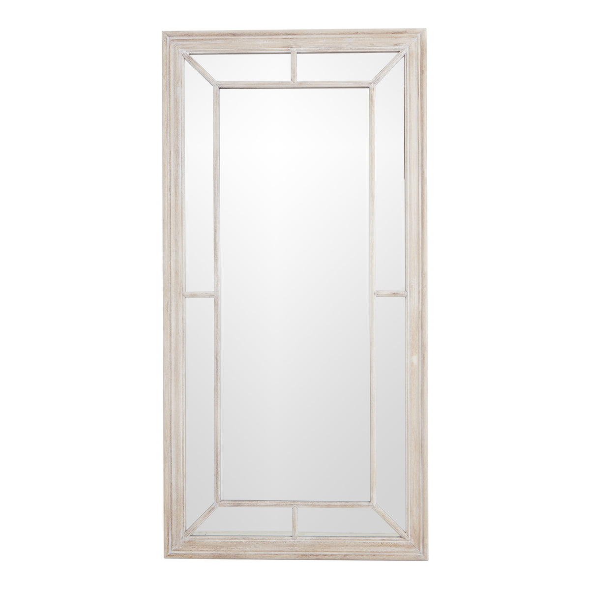 Large Washed Wood Framed Window Mirror - PLAINLY DOES IT