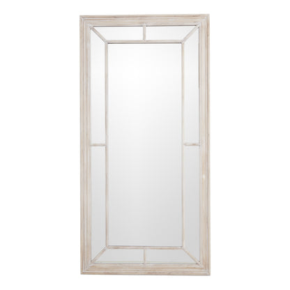 Large Washed Wood Framed Window Mirror - PLAINLY DOES IT