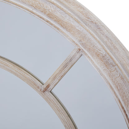 Washed Wood Framed Round Mirror - PLAINLY DOES IT