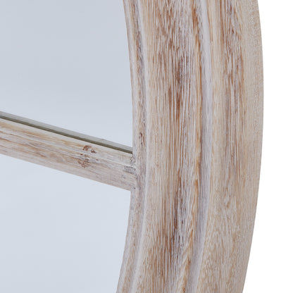 Washed Wood Framed Round Mirror - PLAINLY DOES IT