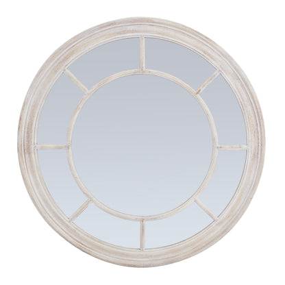 Washed Wood Framed Round Mirror - PLAINLY DOES IT