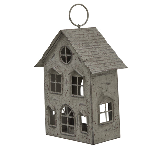 Rustic Metal Hanging House Tealight With Glass Votive - PLAINLY DOES IT