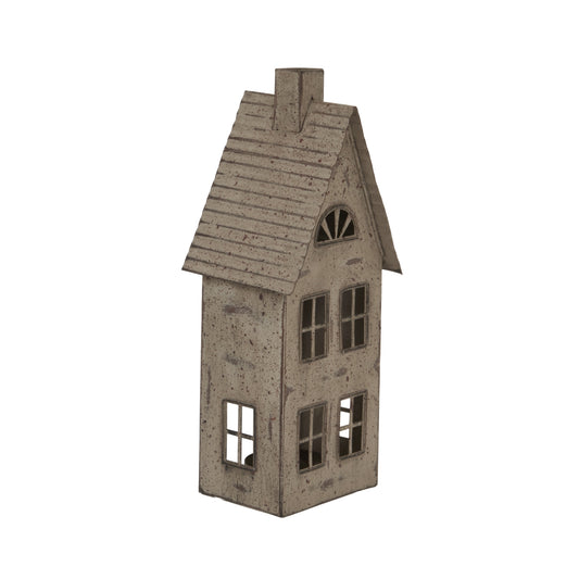Tall Rustic Metal House Tealight With Glass Votive - PLAINLY DOES IT