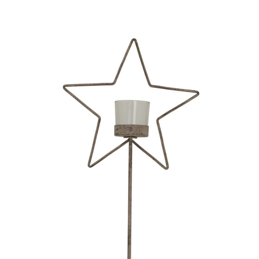 Natural Rustic Star On Wood Stand With Glass Votive - PLAINLY DOES IT