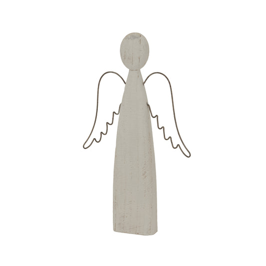 Large Whitewashed Rustic Standing Angel
