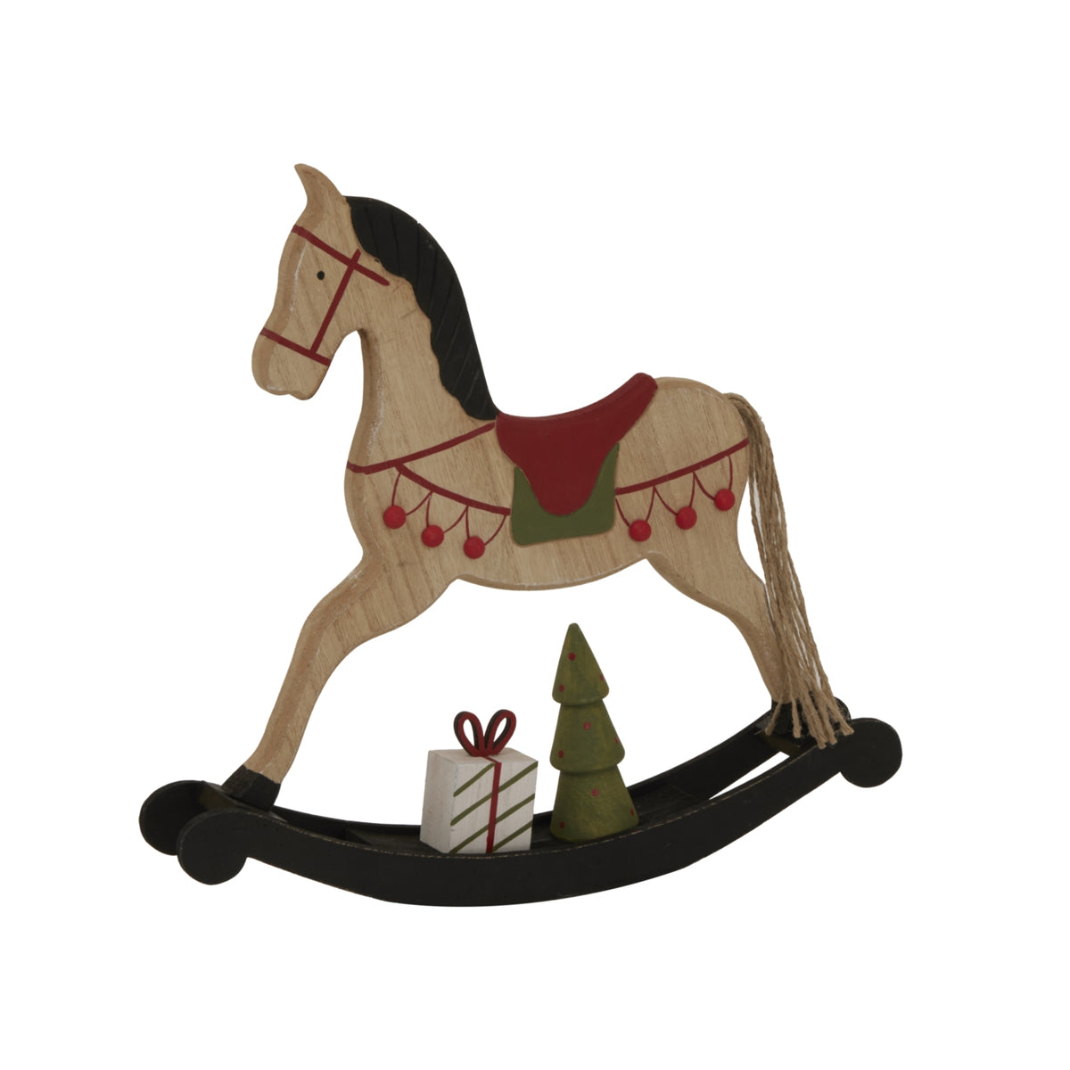 Large Rustic Decorated Rocking Horse - PLAINLY DOES IT