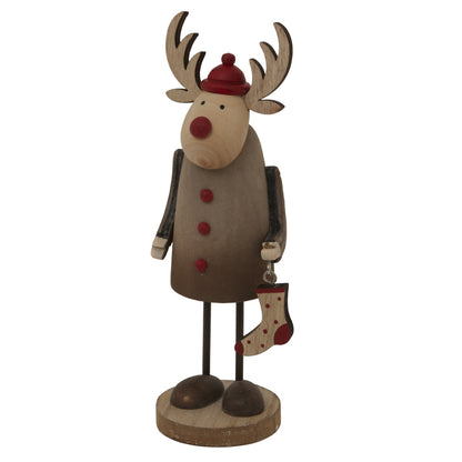 Rustic Rudolf With Stocking Decoration - PLAINLY DOES IT