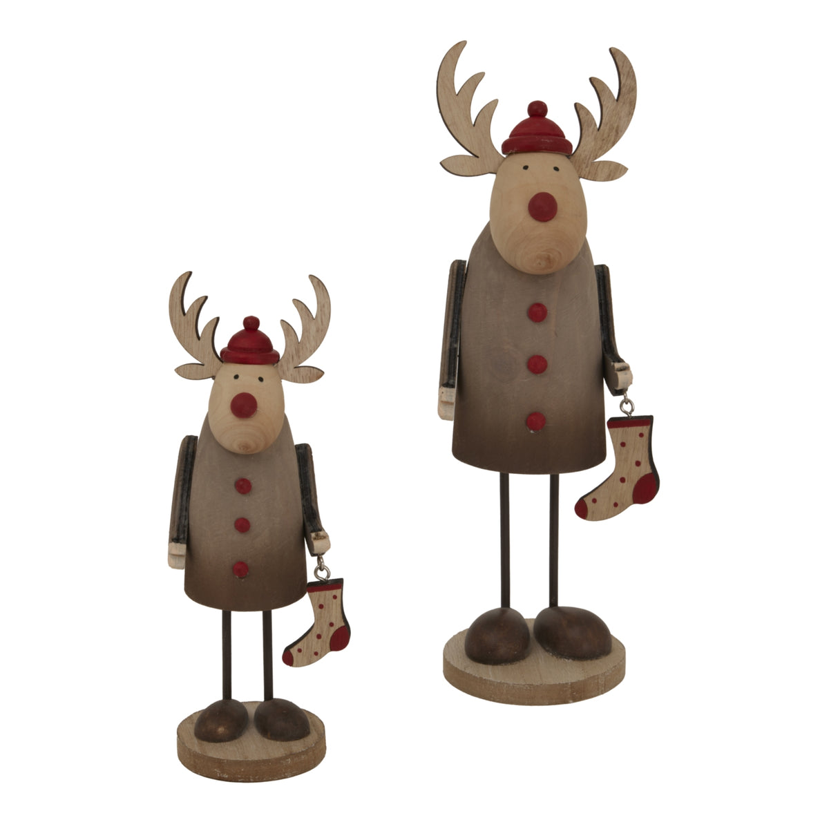 Rustic Rudolf With Stocking Decoration - PLAINLY DOES IT