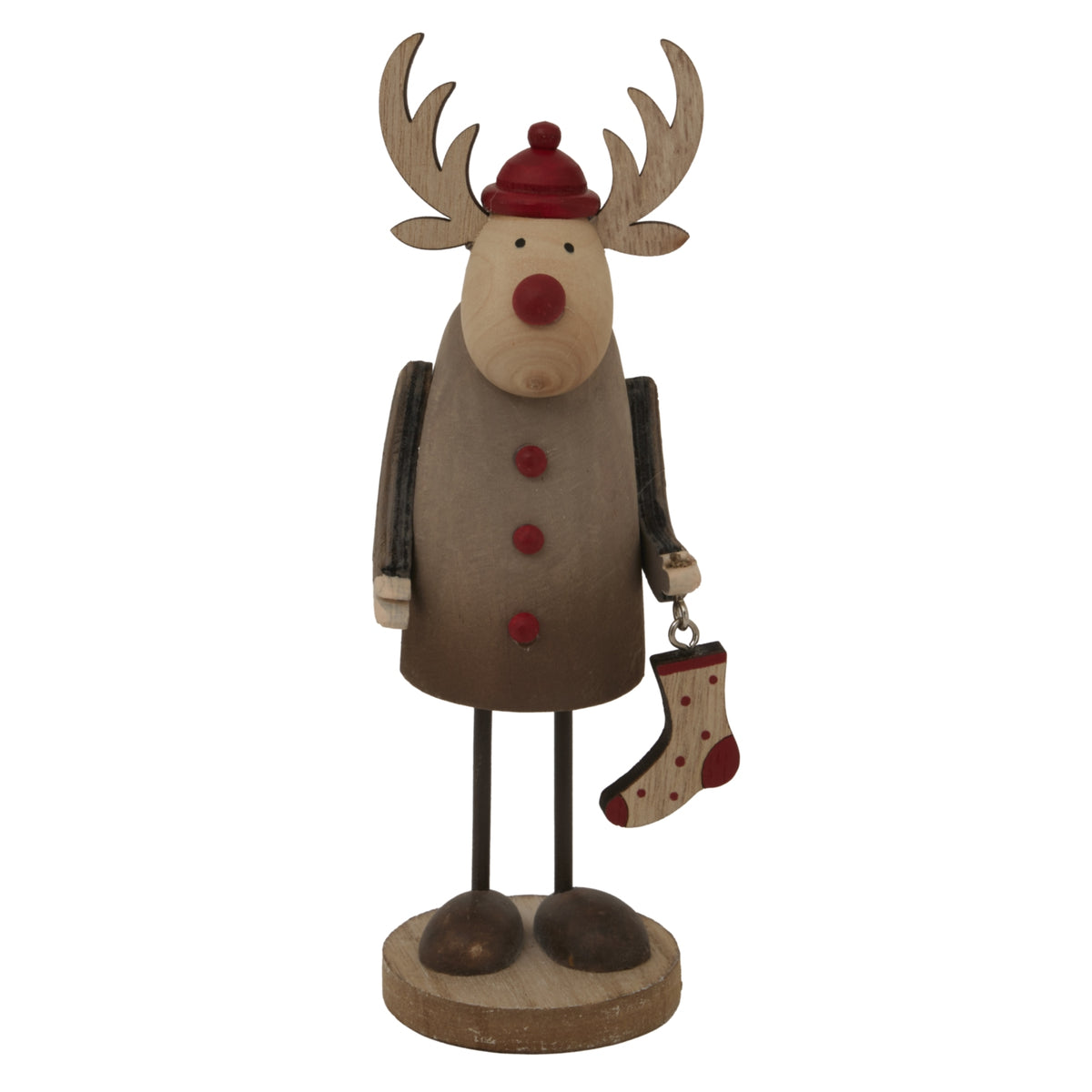 Rustic Rudolf With Stocking Decoration - PLAINLY DOES IT