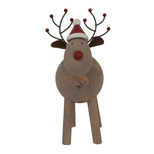 Large Rustic Rudolf With Hat - PLAINLY DOES IT