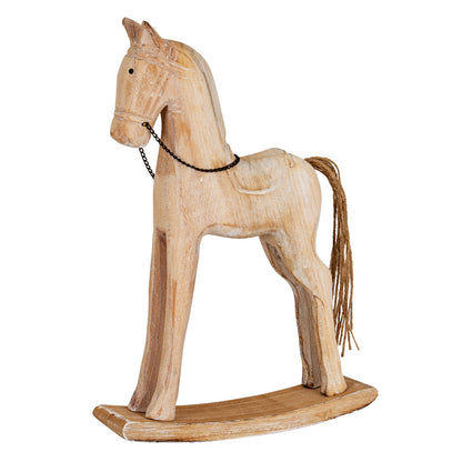 Large Natural Rustic Rocking Horse - PLAINLY DOES IT